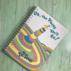 Oh The Places You'll Go journal, storybook journal, dr seuss notebook,  favorite book journal, classic book journal, Graduation gift