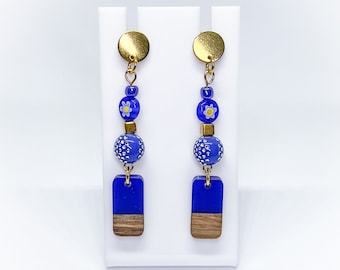 Cobalt Blue Beaded Dangle Earrings | One of a Kind | Statement Jewellery by Weird & Wired