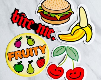 Vintage 2000s Vinyl Sticker Pack | Bite Me - Set of 5 | Y2K Era Nostalgic Decals