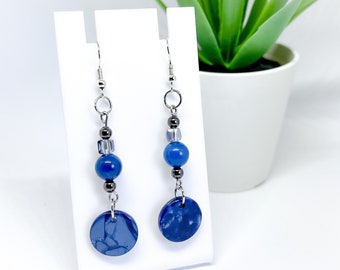 Blue Beaded Dangle Earrings | Statement Jewellery by Weird & Wired