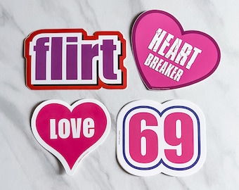 Vintage 2000s Vinyl Sticker Pack | Flirt - Set of 4 | Y2K Era Nostalgic Decals
