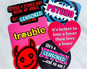 Vintage 2000s Vinyl Sticker Pack | Trouble - Set of 6 | Y2K Era Nostalgic Decals | MATURE
