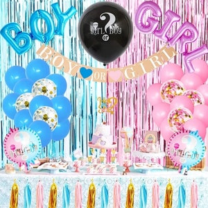 105 Pieces Baby Gender Reveal Party Decoration set, Gender reveal Party Balloon set, Gender reveal Party decor.