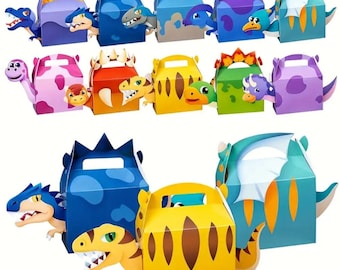 12 Pieces Dinosaur-Themed Birthday Candy Boxes for Parties, Gift Boxes for Candy or treats give away. Birthday Supplies Candy Boxes.