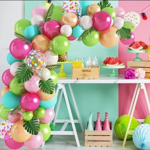 94/117 Pieces Tropical Balloon Arch Garland Set, Tropical themed Party set.