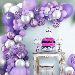 109 Pieces Purple Lavender Balloon arch Kit, Purple Wedding Balloon kit, Lavender Balloon Wedding Birthday Balloon Set with Butterflies.