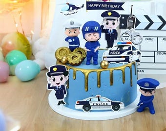 Police themed Cake topper for Cops Birthday Party, Police Cake toppers, Police themed Birthday.