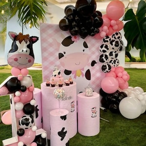 141 Pieces Fun Cow Balloon arch Diy For Birthdays or any Party Cow print Balloon set Farm style for Girl Birthday.