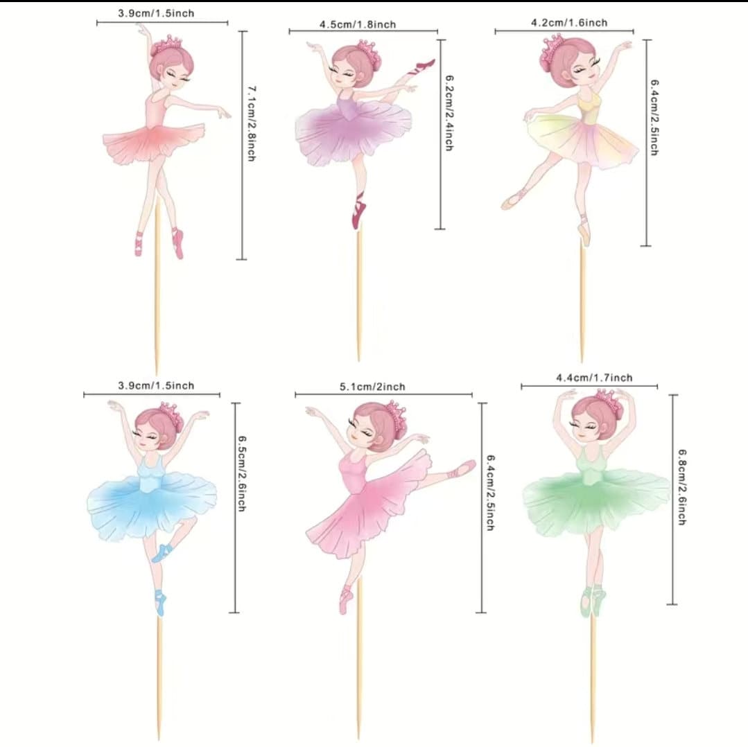 Prasacco 28 Stück Ballerina Cupcake Toppers – Tanzende Mädchen, Tortendeko Für Ballett-Geburtstagsparty, Inkl. Holzspieße