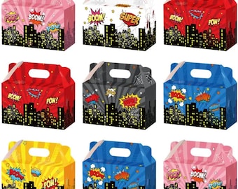 12 Pieces Super hero Favor Boxes, Spider Themed Favor Box, Spider Themed Birthday Party, Spider Candy Boxes, Batman, Super hero birthday box
