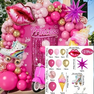 Balloon Garland Arch kit, Pink Balloon Garland Set kit for Birthday, Barbie inspired themed Balloon set, Pink balloon set.