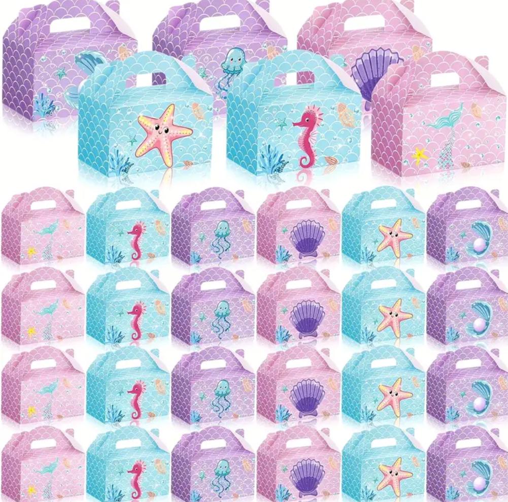 12 Pieces Mermaid Style Favor Box, Mermaid Themed Birthday Party ...