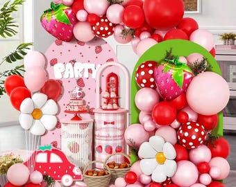 Strawberry Balloon Arch, 103 Piece Party Decor Set