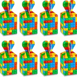 12 Pieces Blocks Favor Box, Blocks themed Candy Boxes, Lego style Favor Box, Gable box, Blocks themed candy Box, Candy Boxes, Favor boxes.