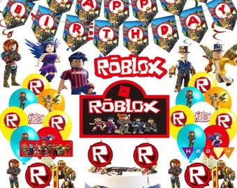 Roblox Birthday themed Party Decoration set, Roblox Birthday Decoration set, Roblox Party set.