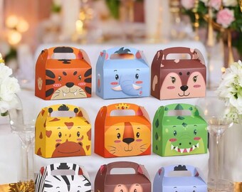 12 Pieces Animal Favor Boxes mixed Animal, Birthday Party Favor Box, Kids Party Favor Box, Educational Favor Boxes, Kids Animal Gable Box.