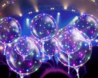25 Clear LED Balloons with Sticks, Party Celebration Decor