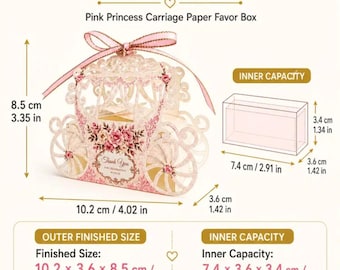 25 Princess Carriage Favor Box for Birthday Party, Princess Carriage Box for Candy, Candy Favor Boxes, 18th Birthday Box, Quinceñara Party