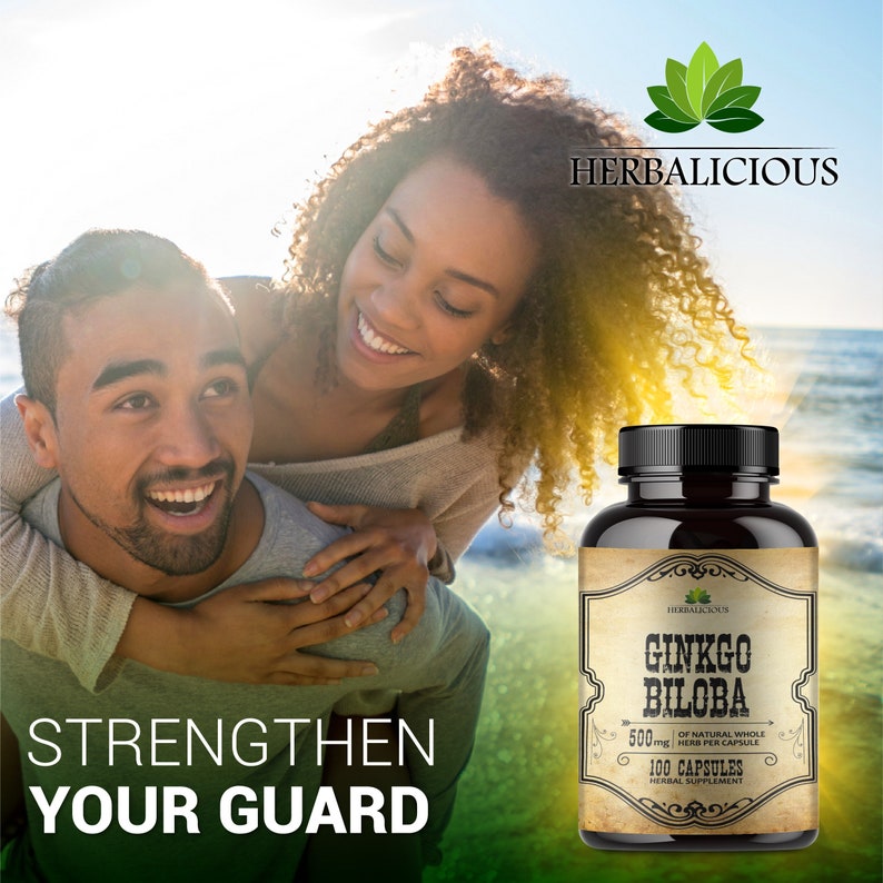 Ginkgo Biloba 100 Capsules Daily Natural Nootropic Supplement to