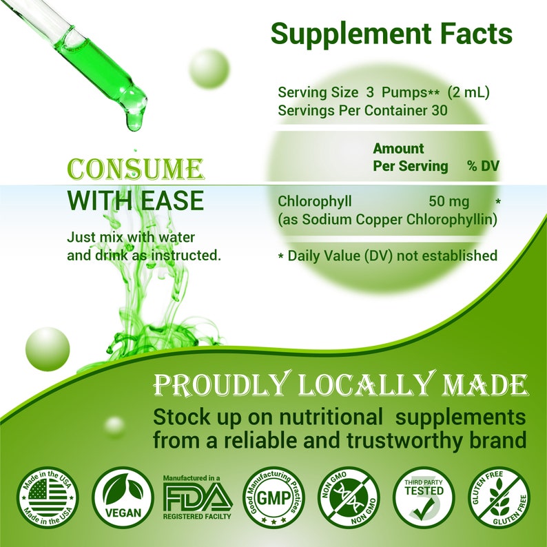 Liquid Chlorophyll Drops Organic Sodium Copper Chlorophyllin Etsy