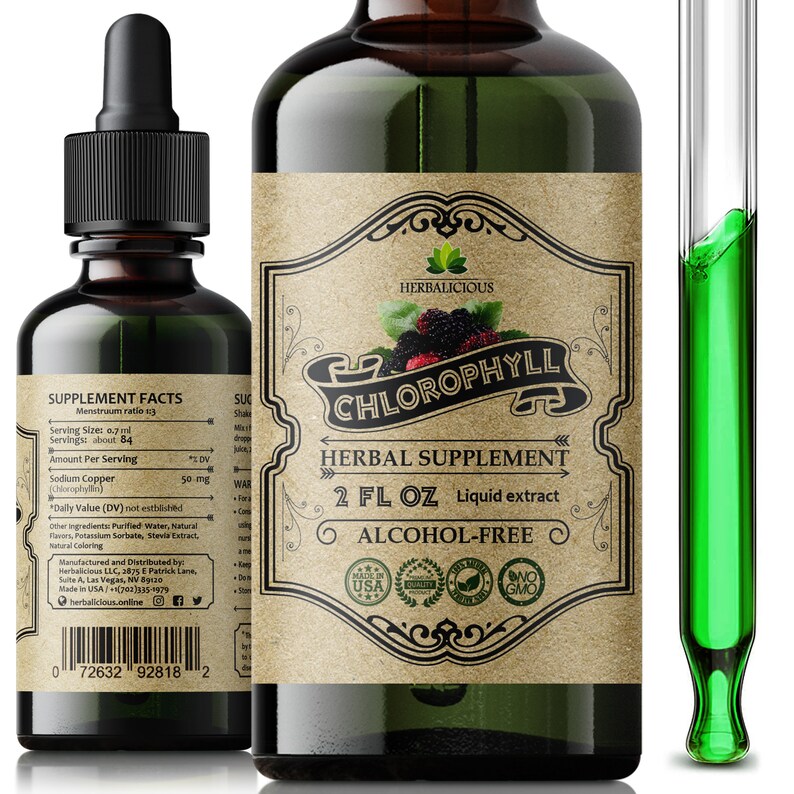 Liquid Chlorophyll Drops Organic Sodium Copper Chlorophyllin Etsy