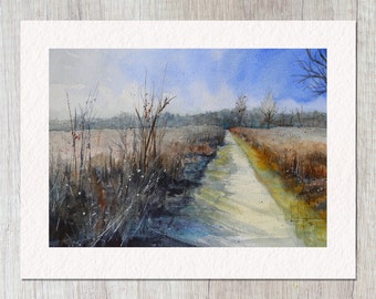Buffalo Trace Prairie – Art Print of Watercolor Painting, Lake of the Woods, Illinois, Home Decor, Wall Art