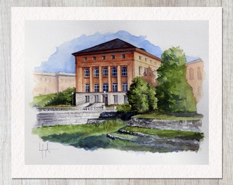 Engineering Hall – Art Print of Watercolor Painting, University of Illinois, Home Decor, Wall Art