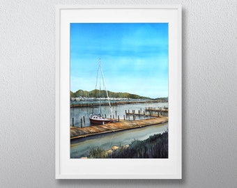 South Haven Sail – Framed Original Watercolor Painting, South Haven, Lake Michigan, Home Decor, Wall Art