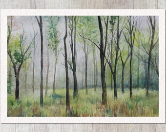 Trees of Meadowbrook – Art Print of Watercolor Painting, Meadowbrook Park, Urbana Illinois, Home Decor, Wall Art