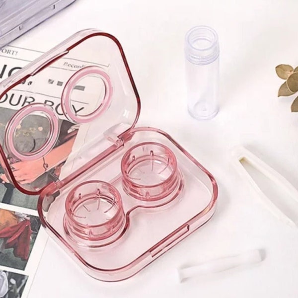 Transparent Portable Contact Lens 3Pcs Travel Case Kit, Travel Holder Soaking Storage Container