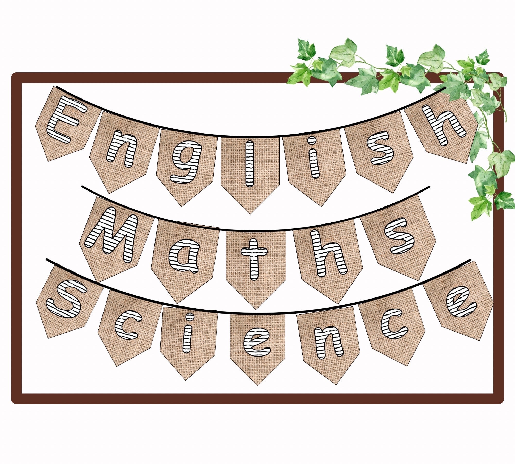 Editable Classroom Display Banner Stripes Hessian Classroom Etsy