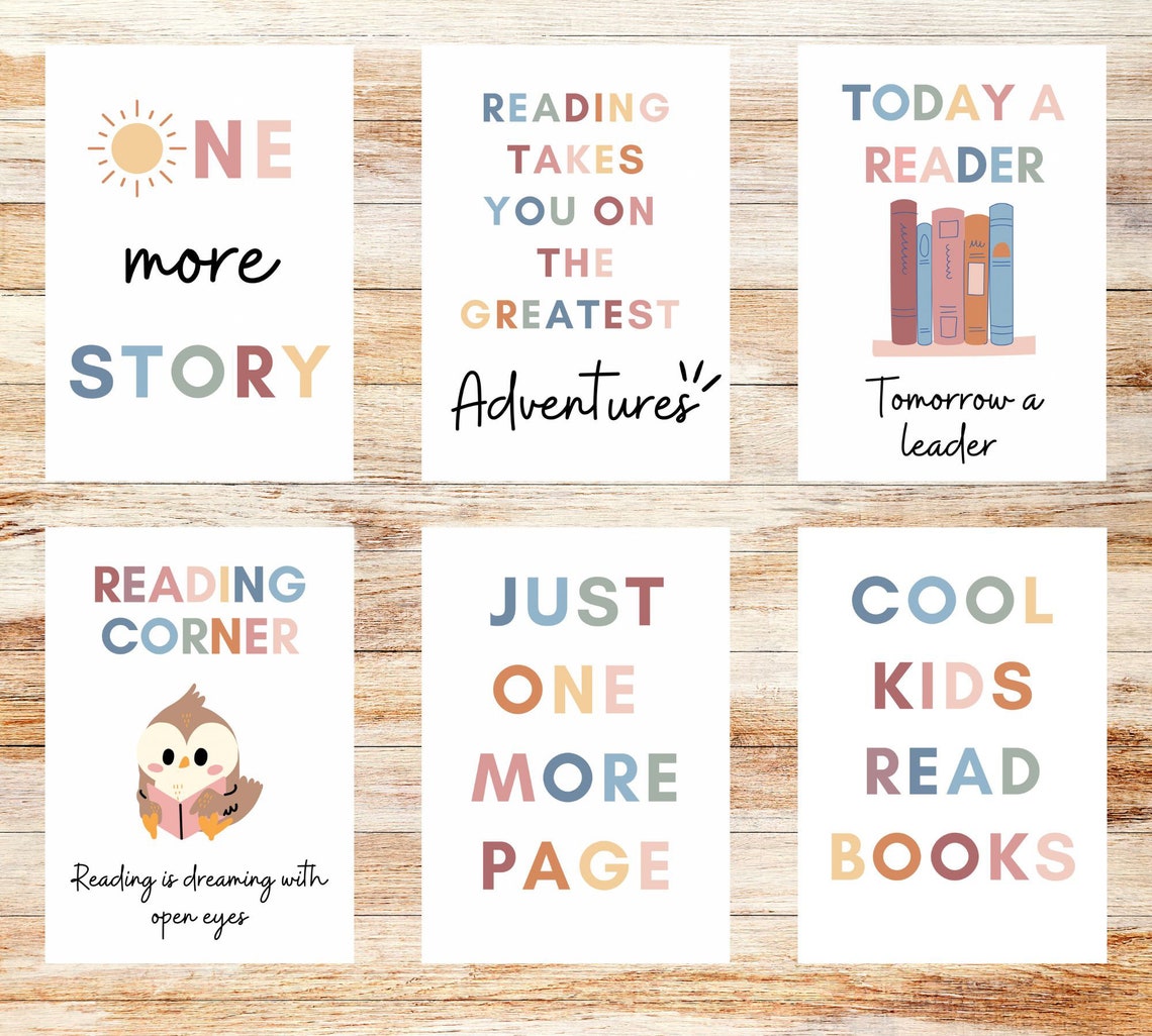 Reading Corner Posters Pastel Rainbow Boho Classroom Library Reading ...