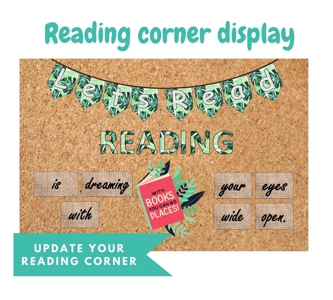 Reading Corner Classroom Display Botanical Hessian Classroom Library