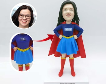Custom Superhero Bobblehead Figurine: Personalized Gifts for Her