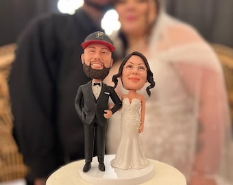 Figura de pareja cabezona personalizada para tarta de bodas: estatua de arcilla polimérica personalizada