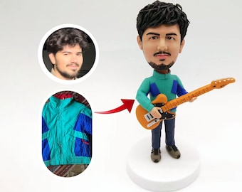 Personalized Custom Guitarist Bobbleheads, Musician Bobbleheads, Custom Father&#39;s Day Gifts, Birthday Gifts for Band Guitarist,Gifts for Him