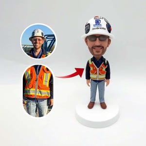 Anpassad ingenjörsbobblehead: Personlig byggnadsarbetarepresent