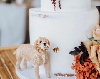Adorno para tarta de perro de arcilla polimérica hecho a mano: figura conmemorativa o para boda de mascotas