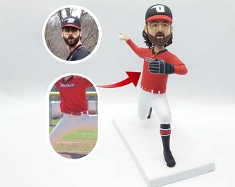Personalized Pitcher bobble head doll, custom athlete bobble head doll, 100% customized from photo, cool figurine souvenir gift for athletes