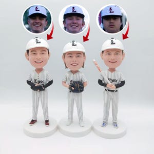 Custom baseball bobbleheads, personalized baseball catcher bobbleheads, custom baseball pitcher bobbleheads, custom player bobbleheads
