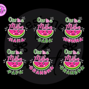 One In A Melon Svg, Watermelon Birthday Family matching shirt designs, One In A Melon bundle cricut, 1st Birthday, Summer SVG