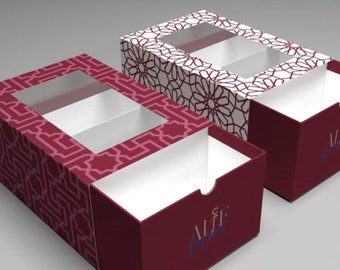 Caja de regalo islámica, caja de regalo de Ramadán, diseño artesanal (juego de 2)