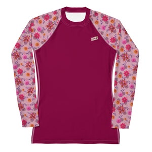 Women&#39;s Rash Guard Floral Pink | Sport | Fitness | Running | Surfing