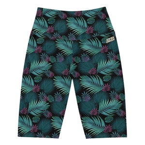 Sportshort blauwe palm | Lounge | Yoga | Natuur | Legging | Hoge taille