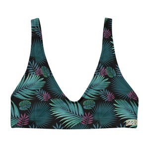 Top de biquíni acolchoado Palm Blue/Black