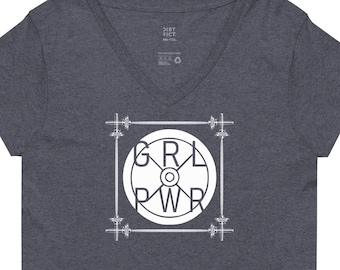 GRL PWR | Women’s V-Neck T-Shirt | Workout Wear | Girl Power | Fitness