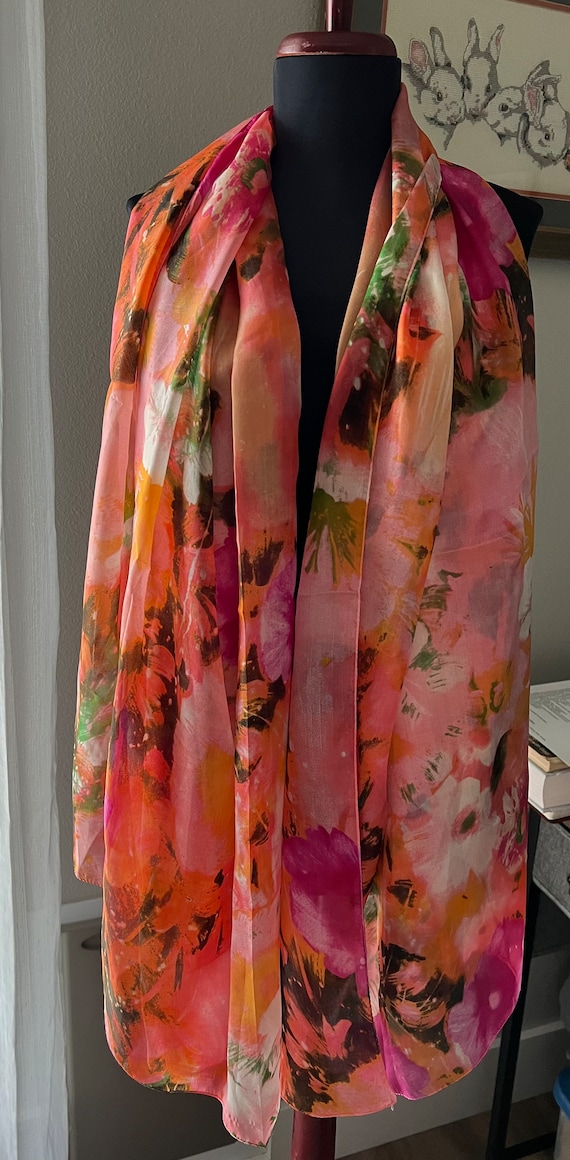 Floral silk scarf/wrap multicolored