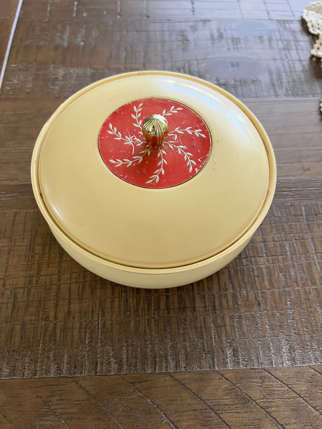 Vintage 1970s Rare Persian Wood Avon Cream Color Powder Box, With Puff ...