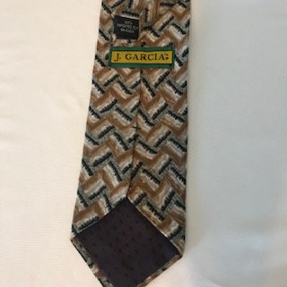 Vintage J Garcia 100% silk mens necktie herringbo… - image 2