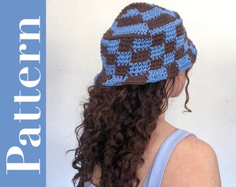 PATTERN Crochet Checkered Summer Bucket Hat